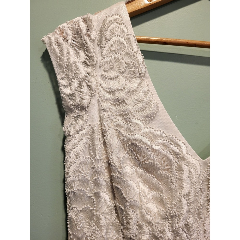 New Sue Wong Nocturne Ivory White Floral Beaded Backless Cap Sleeve Dress Sz 8 - Picture 5 of 11